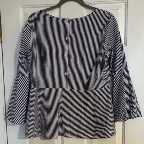 Ann Taylor Navy and White Striped Blouse - Picture 2 of 2